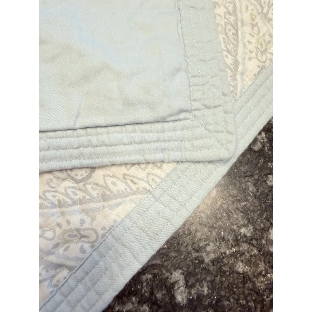 Company Store King Coverlet 2 Shams Set Blue Sage Paisley Cotton Quilt VTG